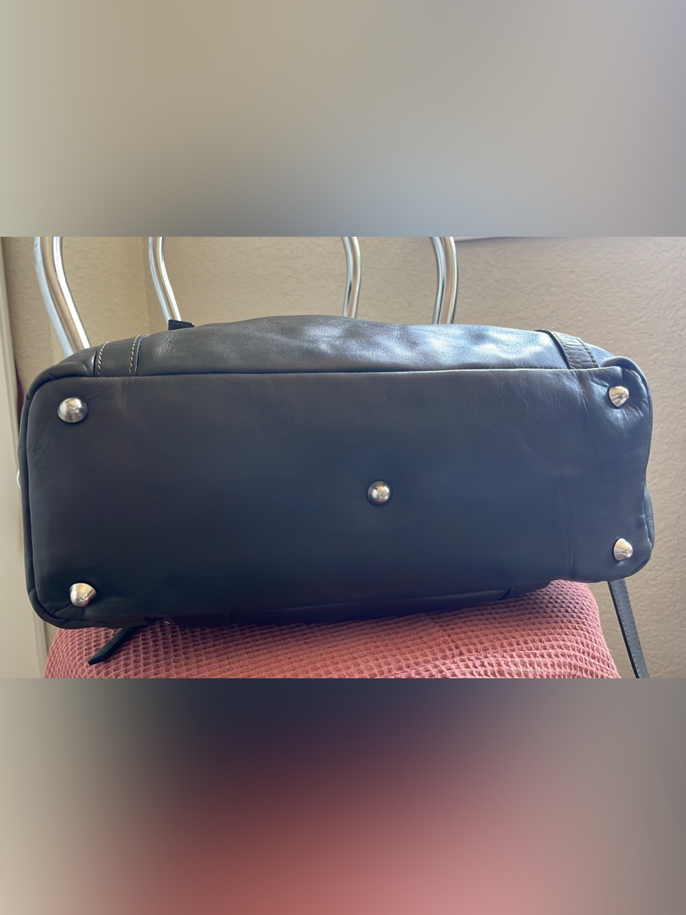 A. Bellucci- Dark Green Leather Bag with removable crossbody strap - Picture 7 of 10